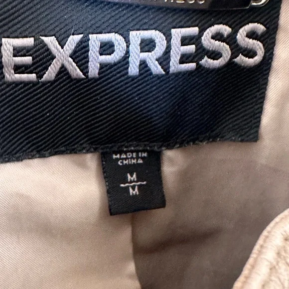 Express Slim Fit Cream Faux Leather Jacket with Snap Collar - Picture 5 of 8